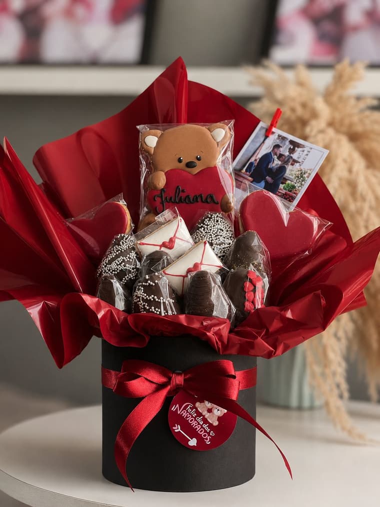 Caixa Amor Perfeito — biscoitos decorados para o Dia dos Namorados
